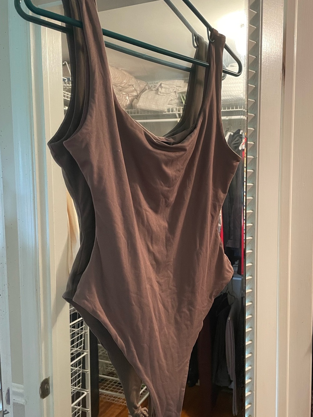 Sz L - naked wardrobe Brown Scoop Neck Bodysuit